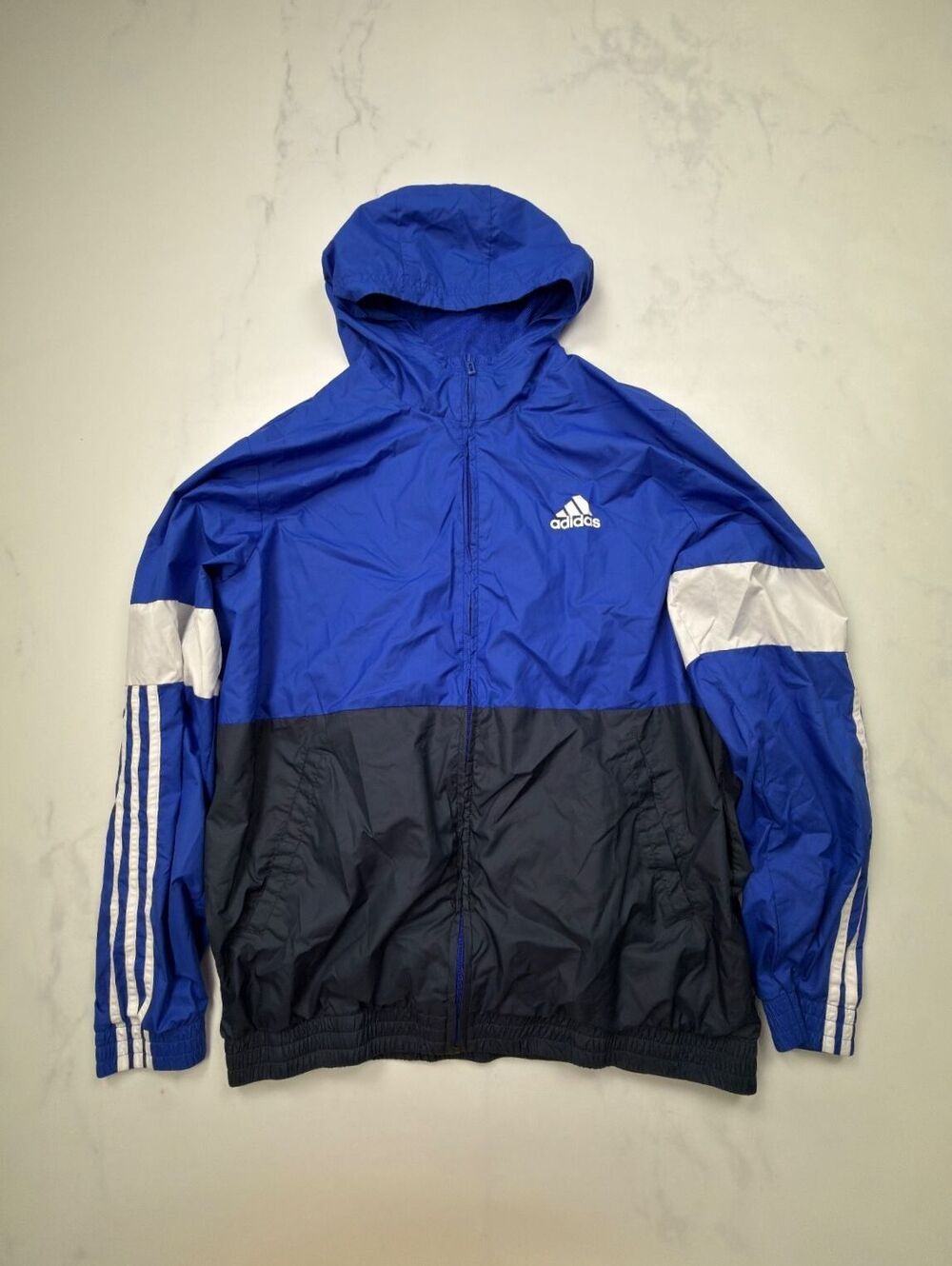 Adidas Primegreen Windbreaker Blue 2010s Colorblock Minimalist - Mens L